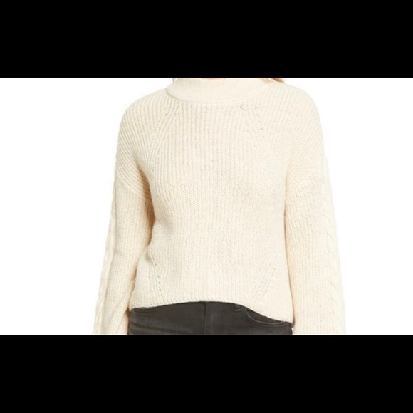 BP Women's Sweater White Ivory Size XS Cable Knit Sleeve Pullover $45 #002 - Picture 2 of 3